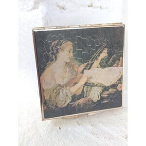 Vintage Double Mirror Compact  Square Victorian Style